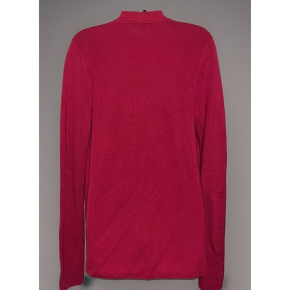 Eileen Fisher S/Petite Cardigan Medium Red Open Radish Tencel Silk Angle Front - Picture 2 of 14